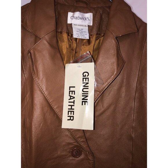 Chadwick's Brown Genuine Leather Jacket SIZE 4P NWT - Picture 3 of 14